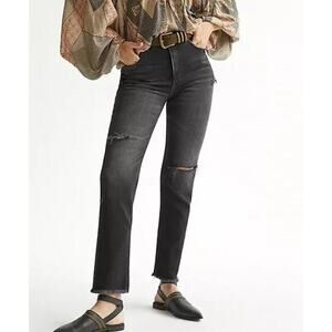 Pilcro Vintage Straight Black Distressed Jeans